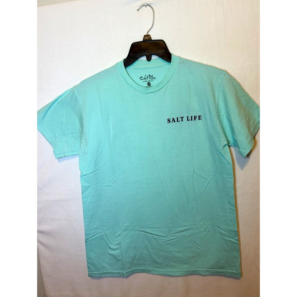 Salt Life Live Salty Men’s M Blue Fish Surf Graphic Crew Neck Tee Shirt Cotton